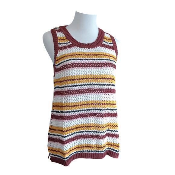 NEW SANCTUARY Crochet Sweater Vest Top Pullover Size Medium Cotton Stripes‎ - Picture 7 of 11